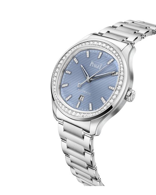 Piaget Metallic Stainless Steel And Diamond Polo Date Watch