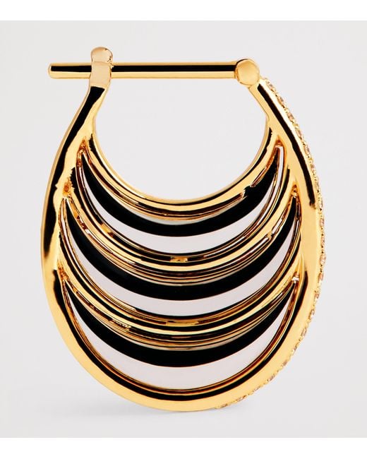 L'Atelier Nawbar Metallic And Diamond Triple Bloop Moon N*93 Hoop Earrings