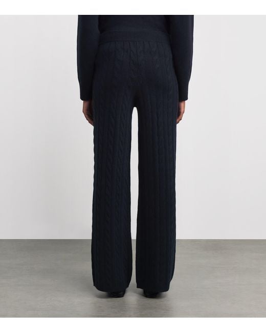 Soft Goat Blue Cashmere Cable-Knit Sweatpants