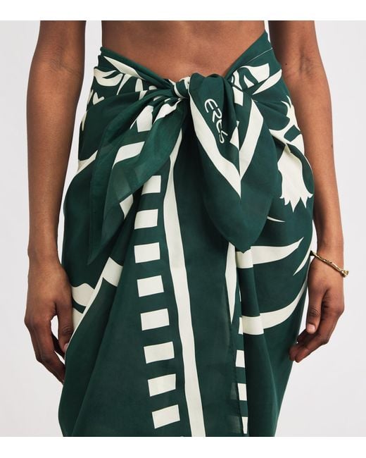 Eres Green Silk-Cotton Mandapa Sarong