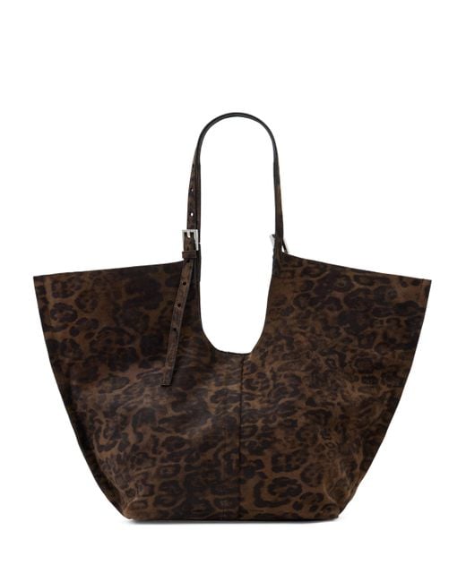 AllSaints Brown Suede Leopard Print Ara Tote Bag