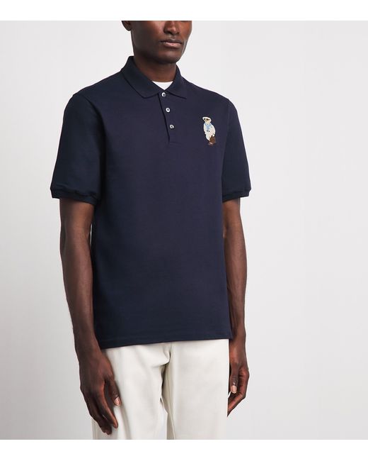 Ralph Lauren Blue Cotton-Cashmere Polo Bear Polo Shirt for men