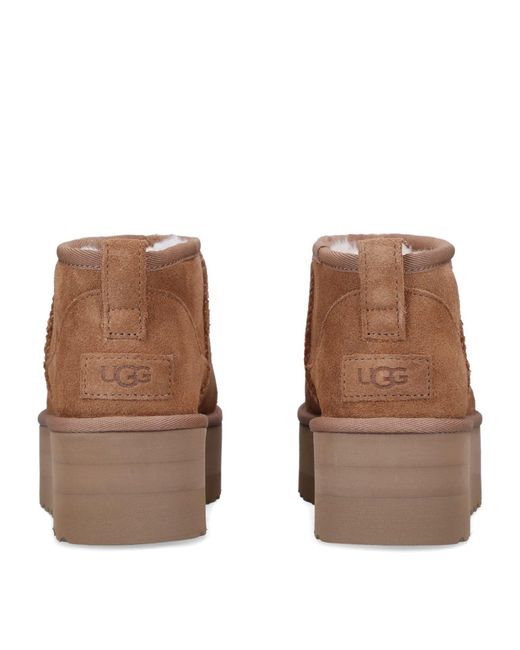 Ugg Brown Suede Classic Ultra Mini Platform Boots
