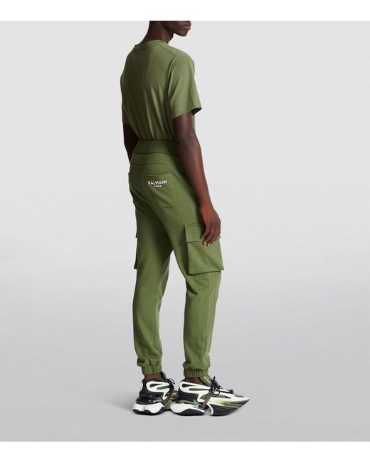Balmain Green Cargo Sweatpants for men