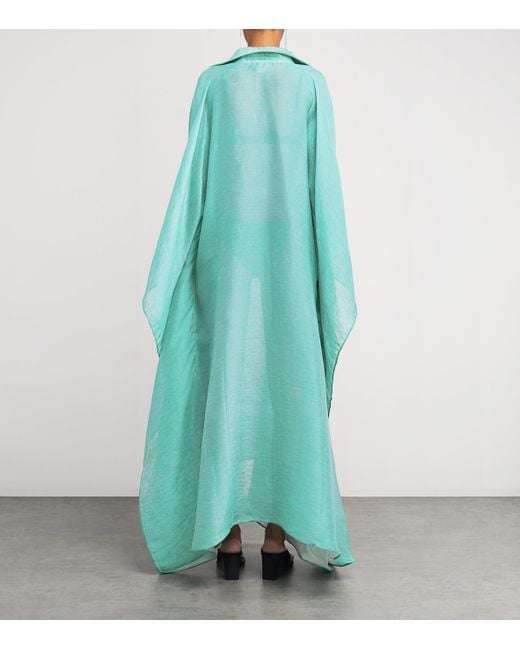 ‎Taller Marmo Blue Linen-Blend Caicos Kaftan