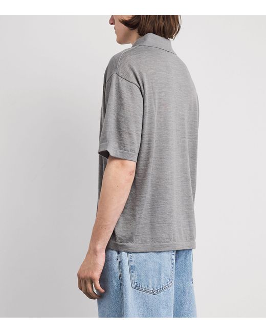FRAME Gray Wool-Cashmere Superfine Polo Shirt for men