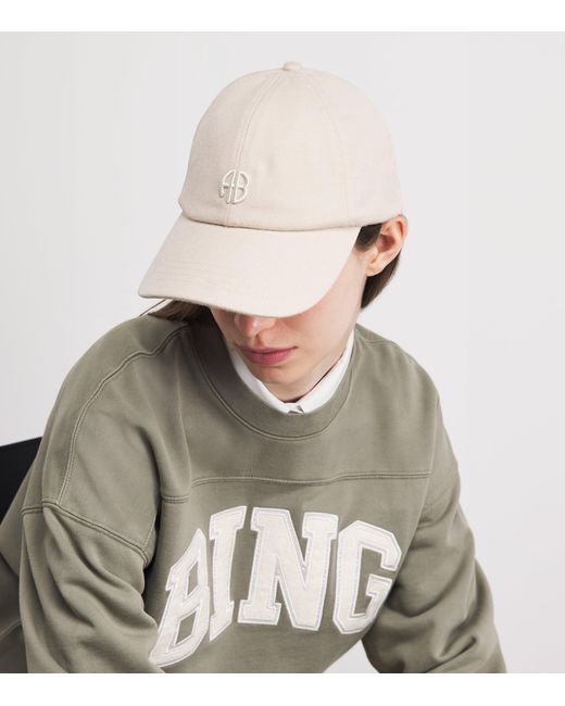 Anine Bing Natural Embroidered Jeremy Baseball Cap