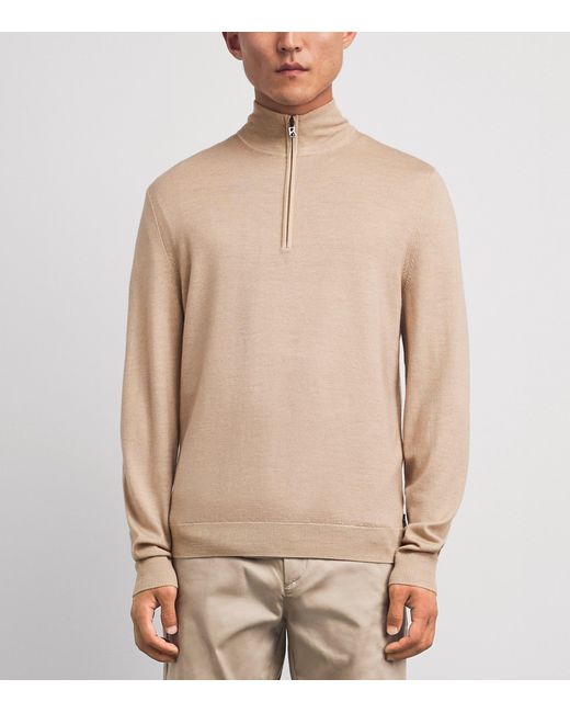Bogner Natural Virgin Wool Ouri Quarter-Zip Sweater for men