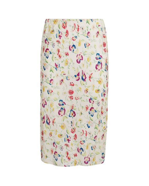 Doen White Silk-Blend Satin Elowette Midi Skirt