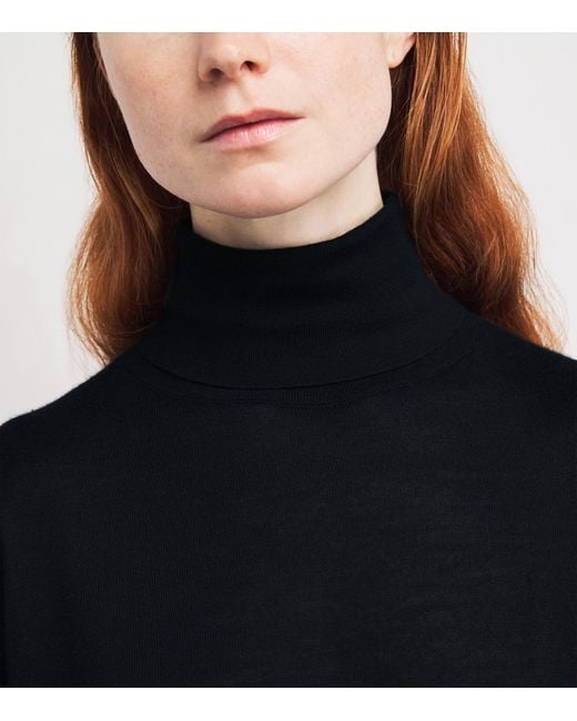 The Row Blue Nabari Cashmere Rollneck Sweater
