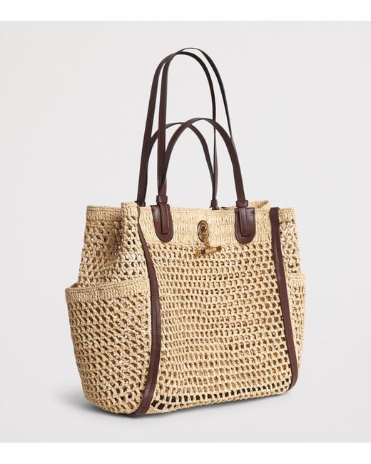 Chloé Metallic Raffia Iconic Logo Tote Bag