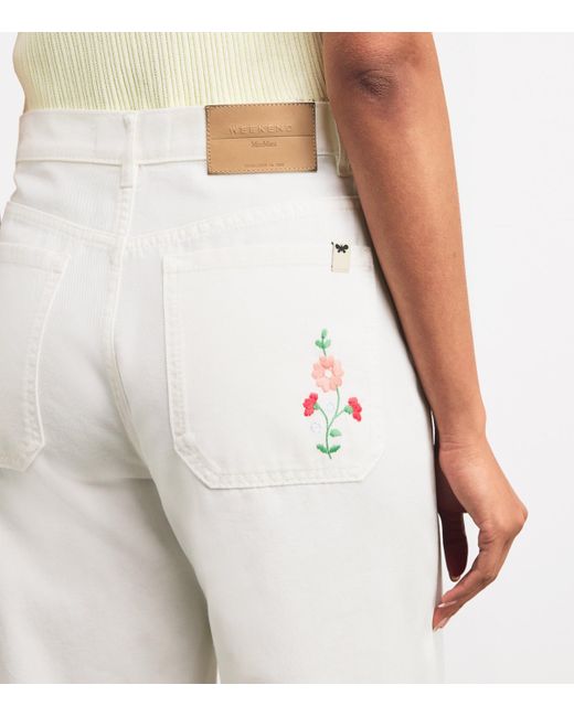 Weekend by Maxmara White Lace Embroidered Wide-Leg Jeans