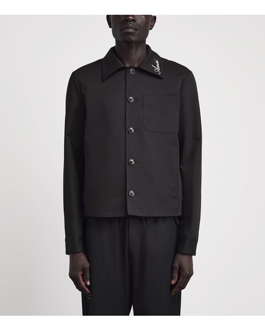 Amiri Black Cotton Script Shacket for men
