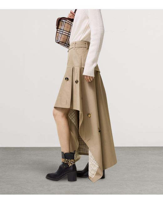 Burberry Natural Belted Asymmetric Midi Skirt