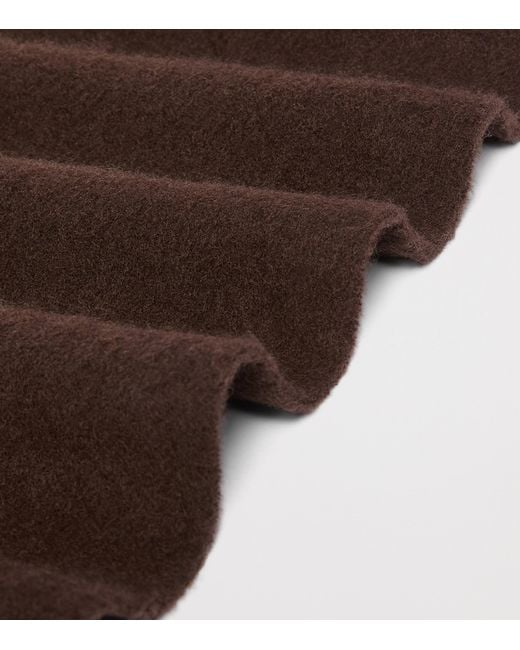 Max Mara Black Wool Fringed Logo Scarf