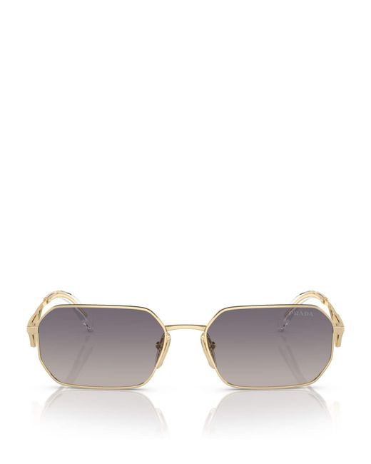 Prada Gray Metal Rectangular Sunglasses