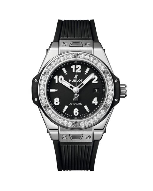 Hublot Black Stainless Steel And Diamond Big Bang One Click Watch 33mm