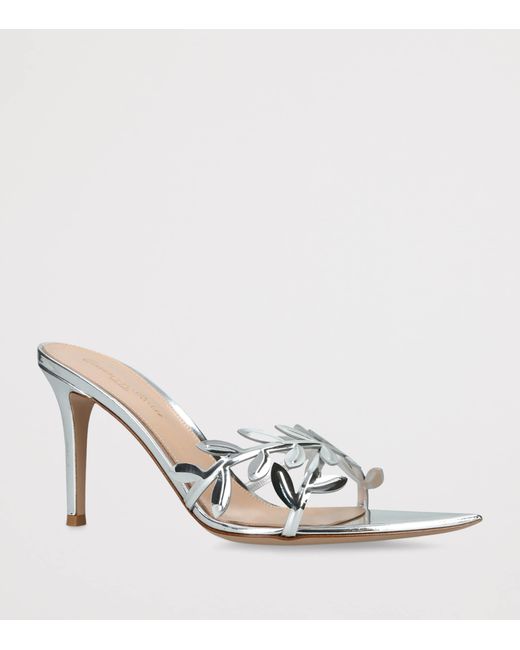 Gianvito Rossi White Leather Flavia Heeled Sandals 85