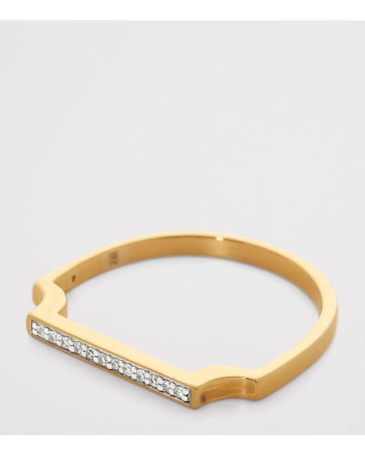 Monica Vinader Brown Vermeil And Diamond Signature Thin Ring