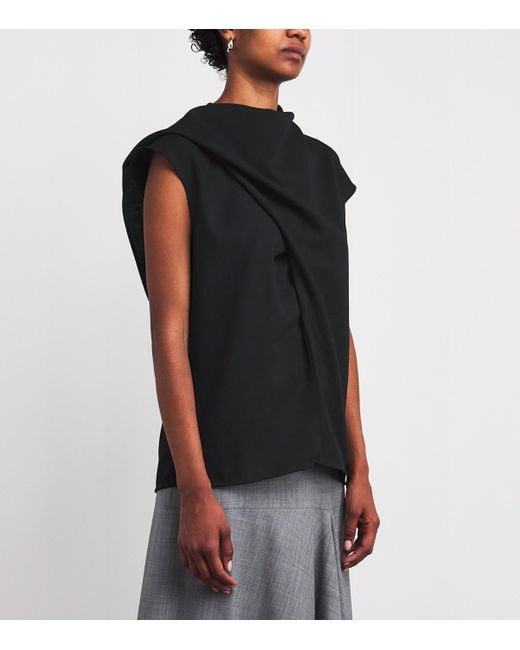 BITE STUDIOS Black Wool Draped Top