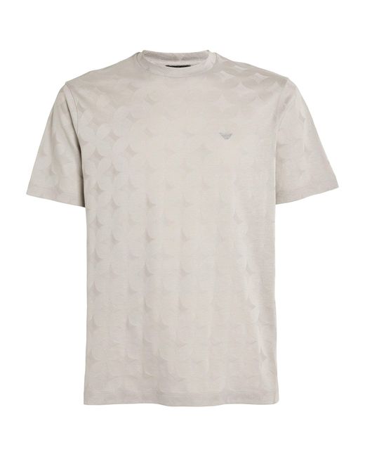 Emporio Armani White Cotton All-over Motif T-shirt for men