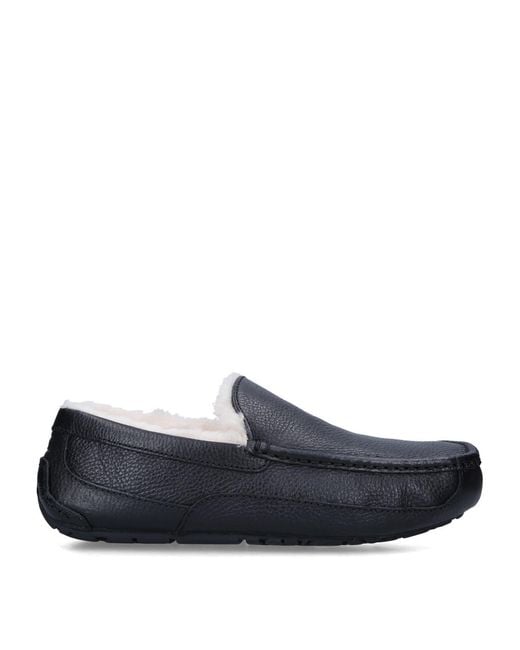 Ugg Blue Ascot Shearling-Lined Leather Slippers for men