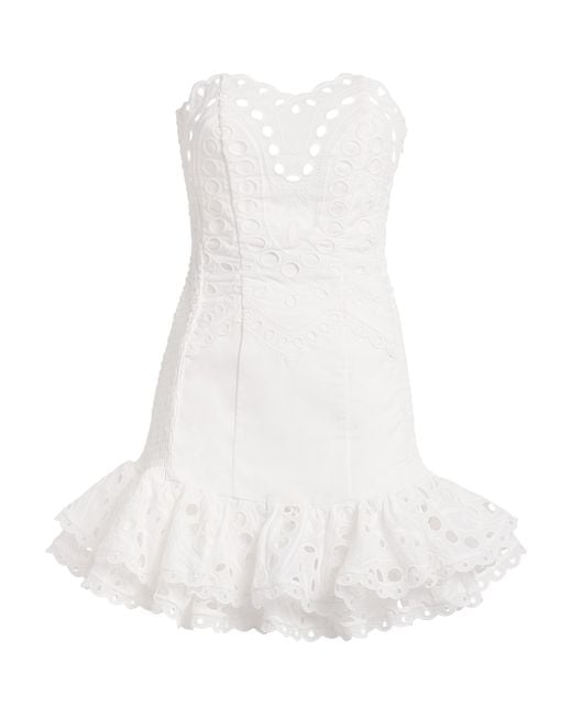 Charo Ruiz White Cotton-Blend Salty Mini Dress
