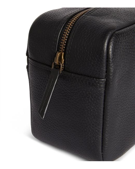 Barbour Black Leather Highgate Wash Bag for men