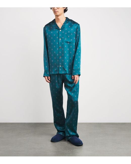 Harrods Blue Silk Jewel Print Pyjama Set for men