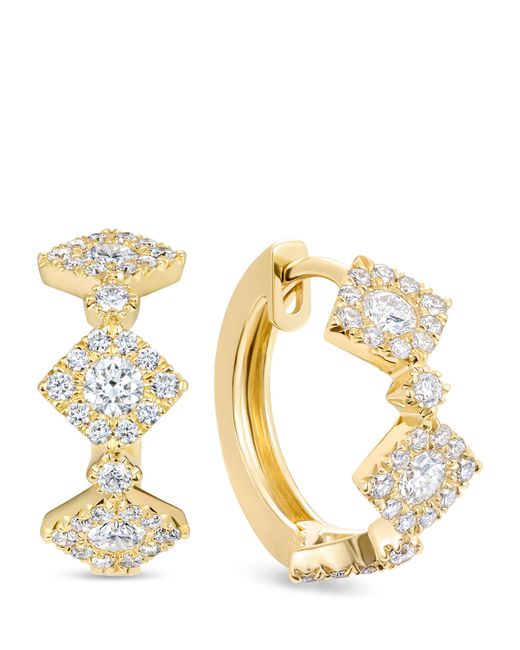 David Morris Metallic And Diamond Triolette Square Hoop Earrings