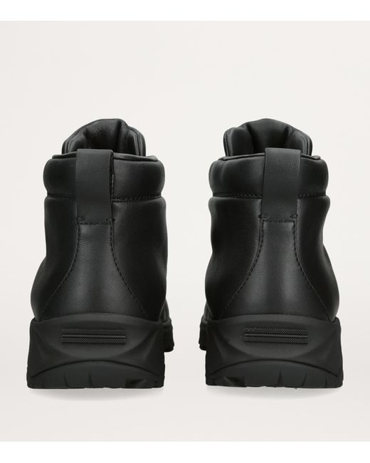 Zegna Black Leather Triple Stitch Vetta Sneakers for men