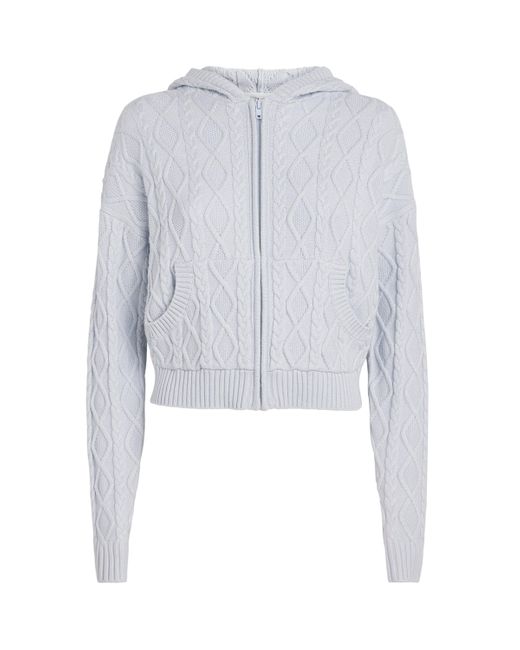Skims Blue Cable-Knit Snow Bunny Zip-Up Hoodie