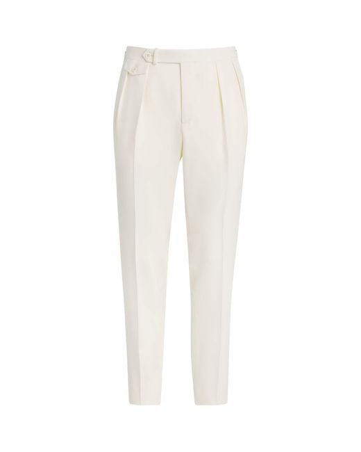 Polo Ralph Lauren White Wool Barathea Pleated Trousers for men