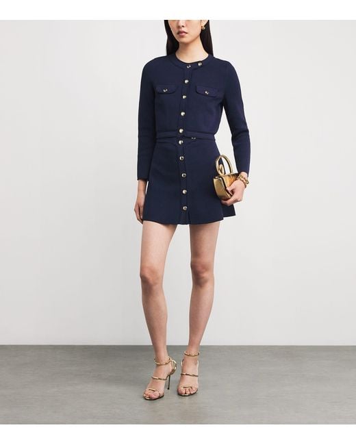 Sandro Blue Rib-Knit Mini Skirt