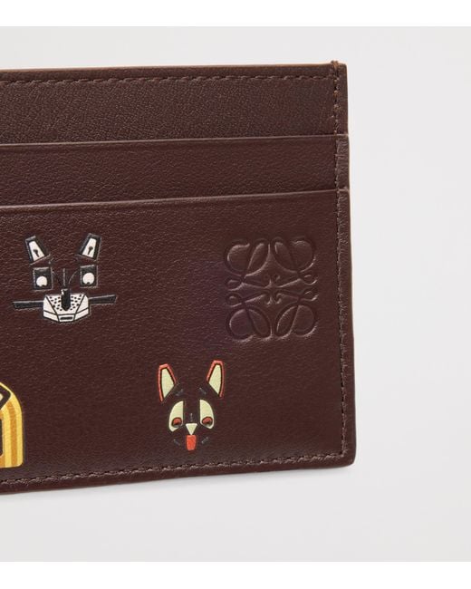 Loewe Brown X Louis Wain Leather Cats Card Holder