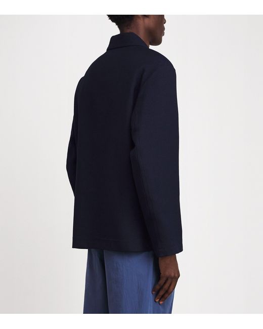 Sandro Blue Wool Worker Overshirt for men