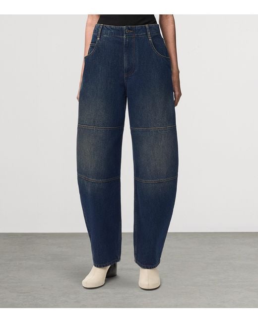 Loewe Blue Mid-Rise Barrel-Leg Jeans