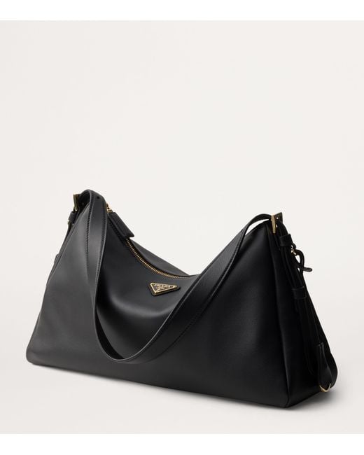 Prada Black Large Calf Leather Aimée Shoulder Bag