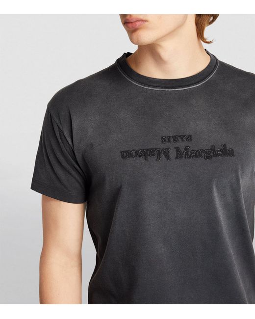 Maison Margiela Black Gradient-text T-shirt for men