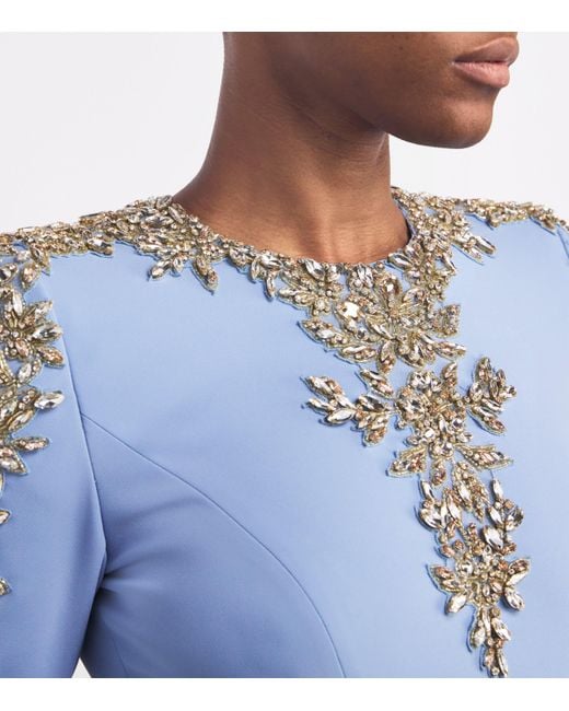 Jenny Packham Blue Crepe Embellished Sabi Gown