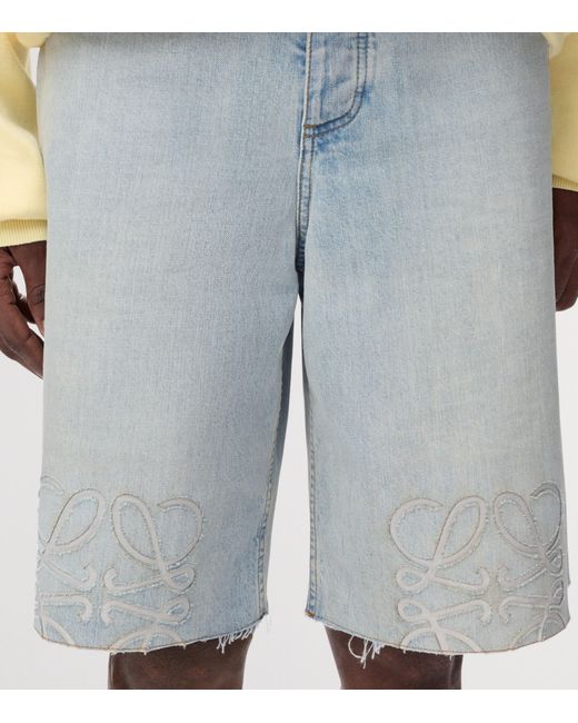 Loewe Blue Denim Anagram Shorts for men
