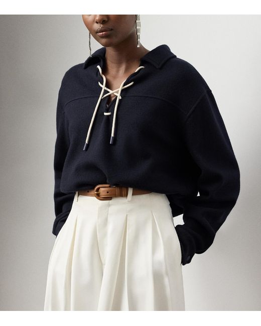 Ralph Lauren Blue Wool-Blend Gabardine Nell Jacket
