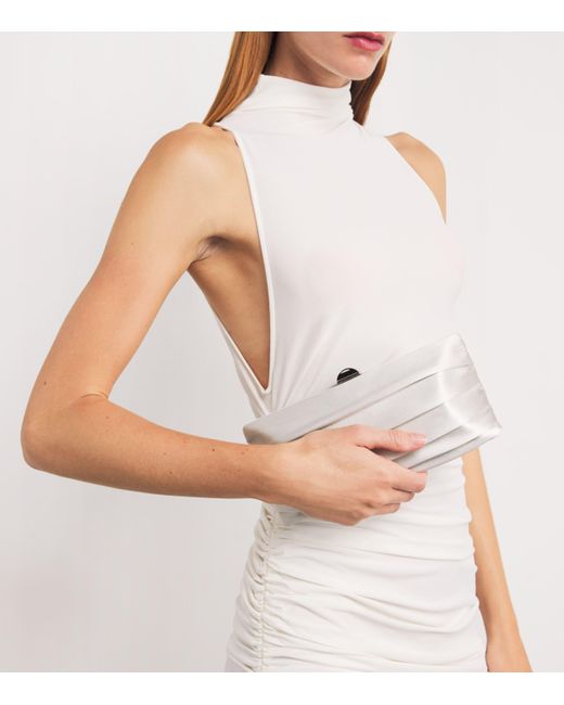 Rodo White Satin Plissé Clutch Bag