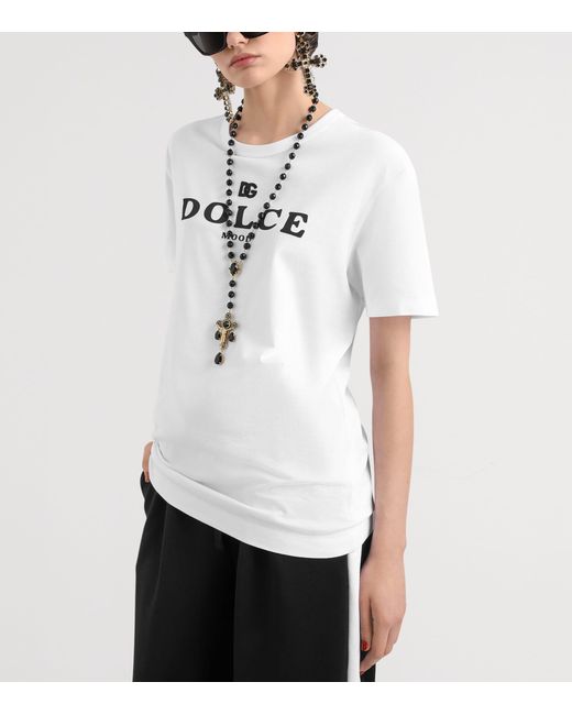 Dolce & Gabbana White Cotton Logo T-Shirt