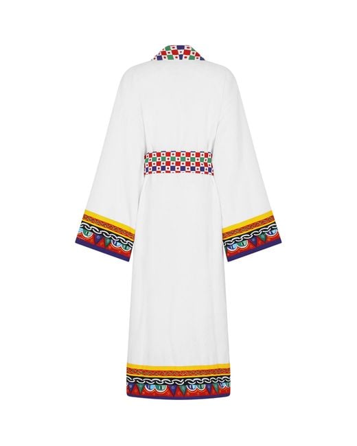 Dolce & Gabbana White Cotton-Terry Carretto Bathrobe