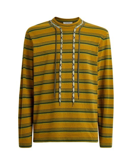 Craig Green Yellow Stripe Lace Long-Sleeve T-Shirt for men