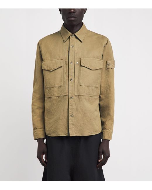 Stone Island Green Canvas Ghost Overshirt for men
