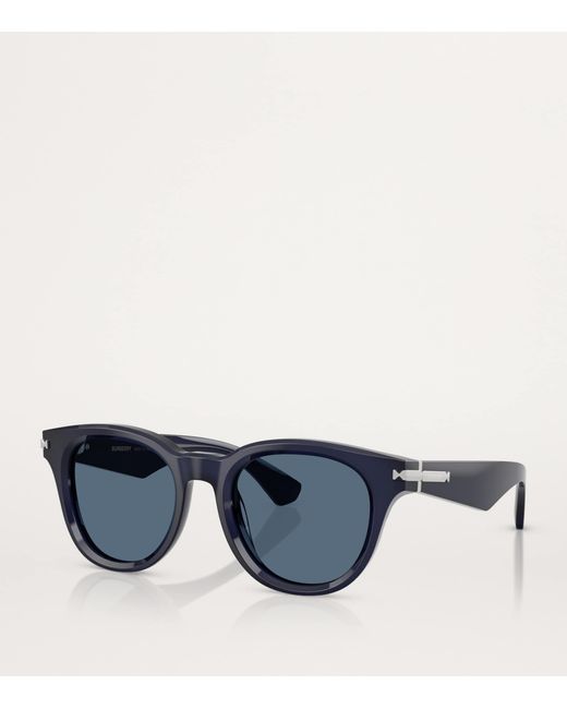 Burberry Blue Acetate Round Sunglasses for men