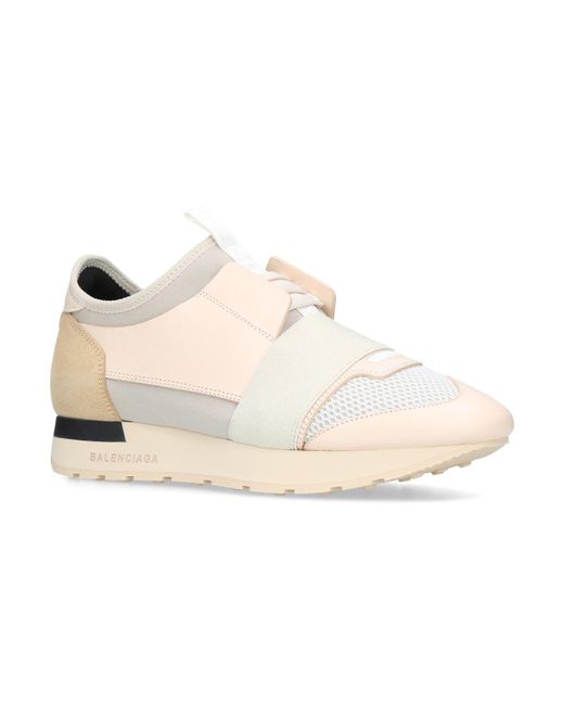 Balenciaga Natural Race Runner Leather, Suede, Mesh And Neoprene Sneakers