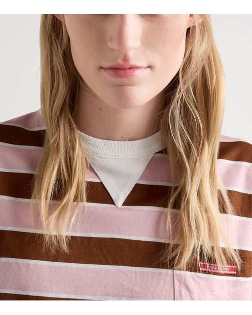 Prada Red Cotton Striped Rugby Shirt